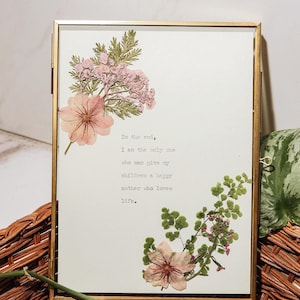 カスタムタイプライター引用プリント、真鍮フレーム、文学的な壁アート