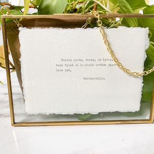 Stampa con citazione personalizzata in ottone, 5x7, catena, carta di cotone – Poesia o arte murale letteraria – Messaggio o poesia incorniciata a mano