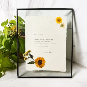 CUSTOM Quote Print in ANTIQUE bronze, 8x10, stand, COTTON paper – Poetry or Literary Wall Art – Handmade Framed Message or Poem