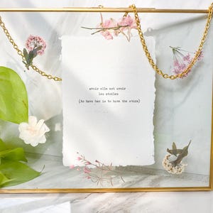CUSTOM Quote Print in BRASS, 8X10, chain, COTTON paper – Poetry or Literary Wall Art – Handmade Framed Message or Poem