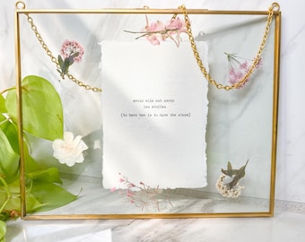 Custom Typewritten Quote Print, Brass Frame, Cotton Paper