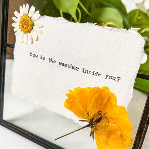 CUSTOM Quote Print in ANTIQUE BRONZE, 4x4, stand, cotton paper – Poetry or Literary Wall Art – Handmade Framed Message or Poem