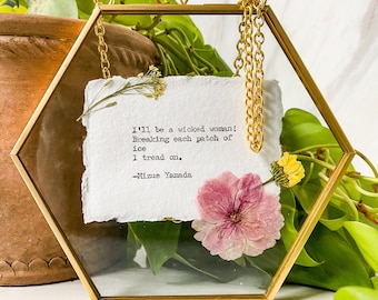 Stampa personalizzata con macchina da scrivere su carta di cotone fatta a mano, poesia personalizzata, testo di una canzone, promesse nuziali, citazione, elogio funebre, regalo commemorativo