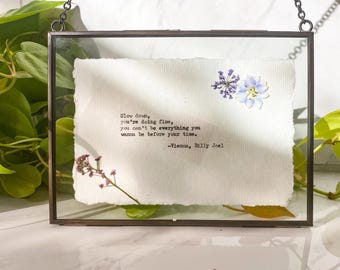 Custom Typewriter Quote Print, Antique Bronze Frame, Cotton Paper