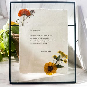 Stampa con citazione personalizzata in NERO, 8X10, supporto, carta di COTONE – Poesia o arte murale letteraria – Messaggio o poesia incorniciata a mano