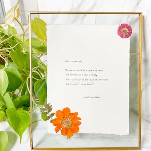 Stampa con citazione personalizzata in ottone, 8x10, supporto, carta di cotone – Poesia o arte murale letteraria – Messaggio o poesia incorniciata a mano