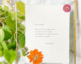 Custom Typewriter Print on Handmade Cotton Paper: Poem, Personalized Quotes, Song Lyrics, Eulogies, Vows, Gift for Her, Wedding