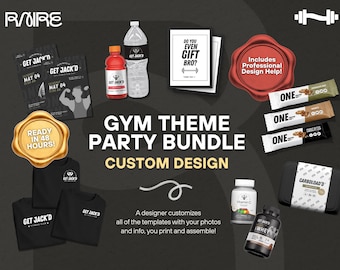Custom Gym Party Template Bundle | Personalized Fitness Birthday Decor (Digital Download)