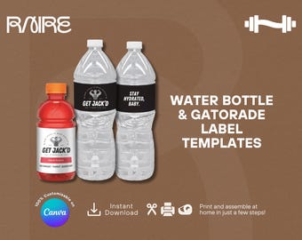 Gym Birthday Water Bottle Gatorade Labels – Custom Fitness Party - (Digital Download)