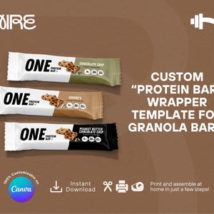 カスタム「プロテインバー」グラノーラバー包装テンプレート - ジムパーティー（デジタルダウンロード）