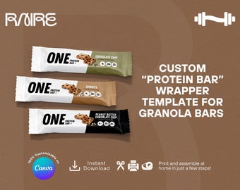 Custom "Protein Bar" Granola Bar Wrapper Template - Gym Party (Digital Download)