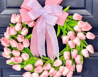tulip grapevine wreath for front door decor