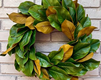 Handmade Magnolia Leaf Wreath, High End Lush Green Door Wreath, Versatile Year Round Home Decor, Gift for Him, Gift for Her, Housewarming
