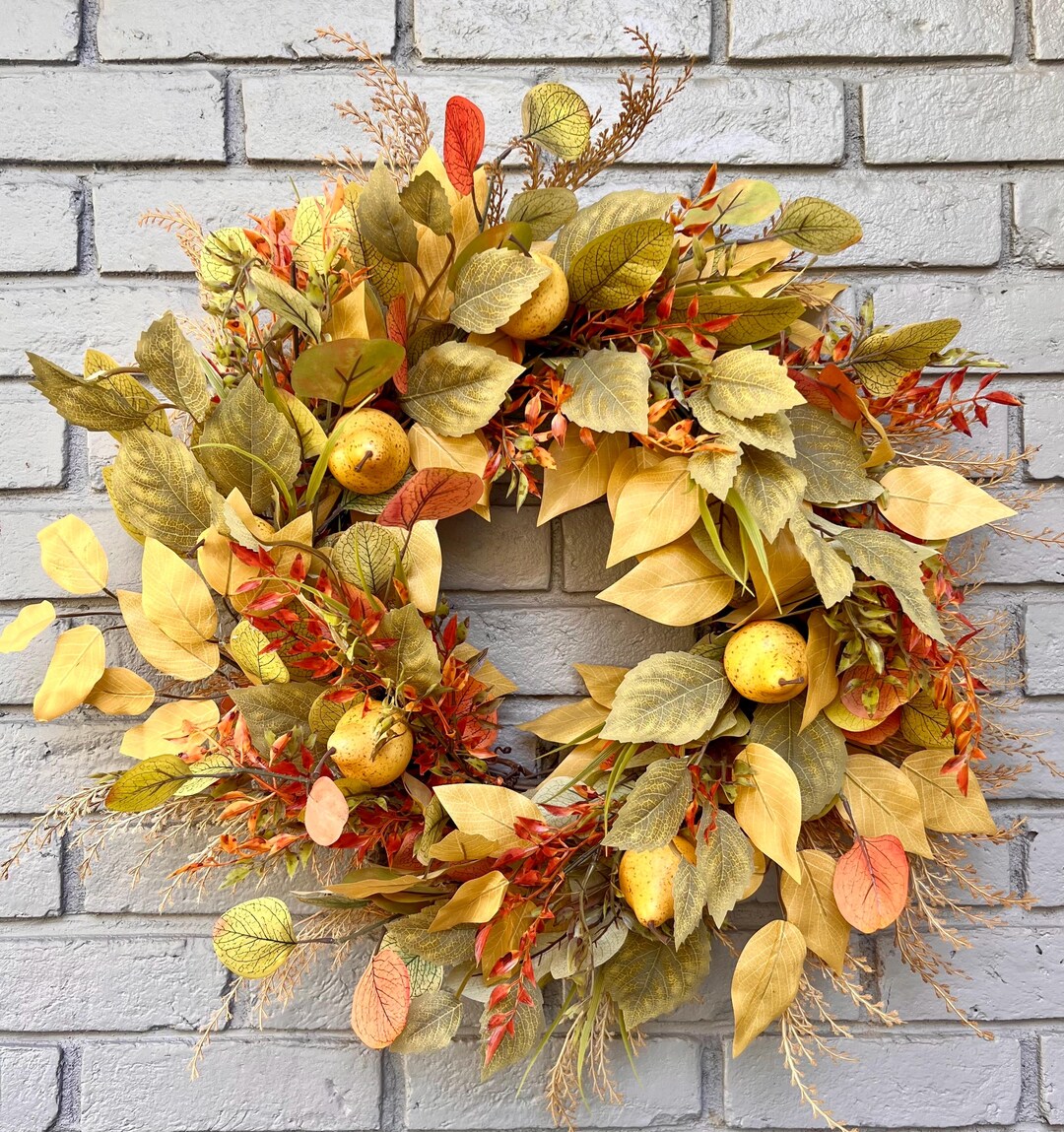 Fall Foliage Wreath for Front Door Outdoor Entryway Porch or Interior ...