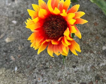 Indian Blanket Stems Gaillardia Wildflowers Vintage Realistic Red and Yellow Faux Floral 20inch Stem Rustic Summer Decor