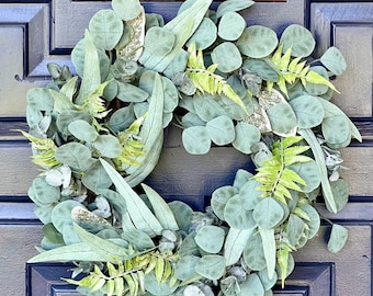 Eucalyptus and Fern Wreath: Faux Greenery Wall Decor