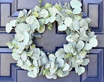 Year round eucalyptus grapevine wreath for front  door or home decor