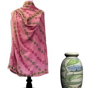 Hand Block Print Fancy Malai Grip Scarf-Tea Pint Hand Crafted Geometrical Print Scarf For Wedding or Party Wear