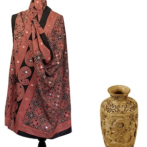 Scialle tradizionale Ajrak Sindhi Ajrak-Sindhi stampato a blocchi