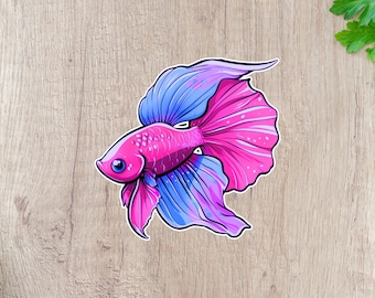 Cute Betta Fish Sticker Betta Fish Vinyl Sticker Kawaii Betta Fish Sticker Laptop, Water bottle, Planner, Tumbler Decal | Kid Gifts