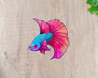 Cute Betta Fish Sticker Betta Fish Vinyl Sticker Kawaii Betta Fish Sticker Laptop, Water bottle, Planner, Tumbler Decal | Kid Gifts