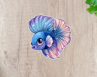 Cute Betta Fish Sticker Betta Fish Vinyl Sticker Kawaii Betta Fish Sticker Laptop, Water bottle, Planner, Tumbler Decal | Kid Gifts