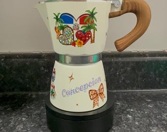 Cafetera Greca decorada a mano / Decoración de cocina única