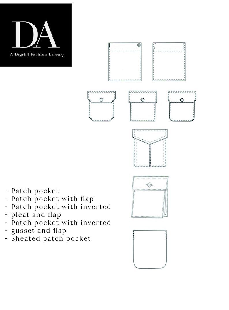 Patch Pocket Pattern Bundle – 5+ Patterns, PDF Sewing Templates, Instant Download for Fashion Design image 2
