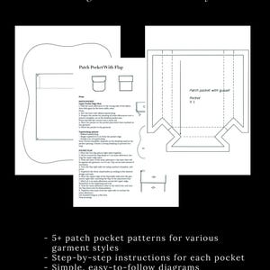 Patch Pocket Pattern Bundle – Oltre 5 modelli, modelli di cucito in PDF, download immediato per il design di moda