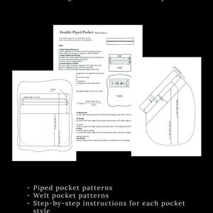 Piped and Welt Pocket Pattern Bundle 10 Patterns, PDF Sewing Templates, Instant Download