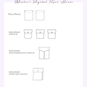 Patch pocket pattern bundle learn the basics of pockets with step by step explanation with illustrations beginner friendly sewing patterns