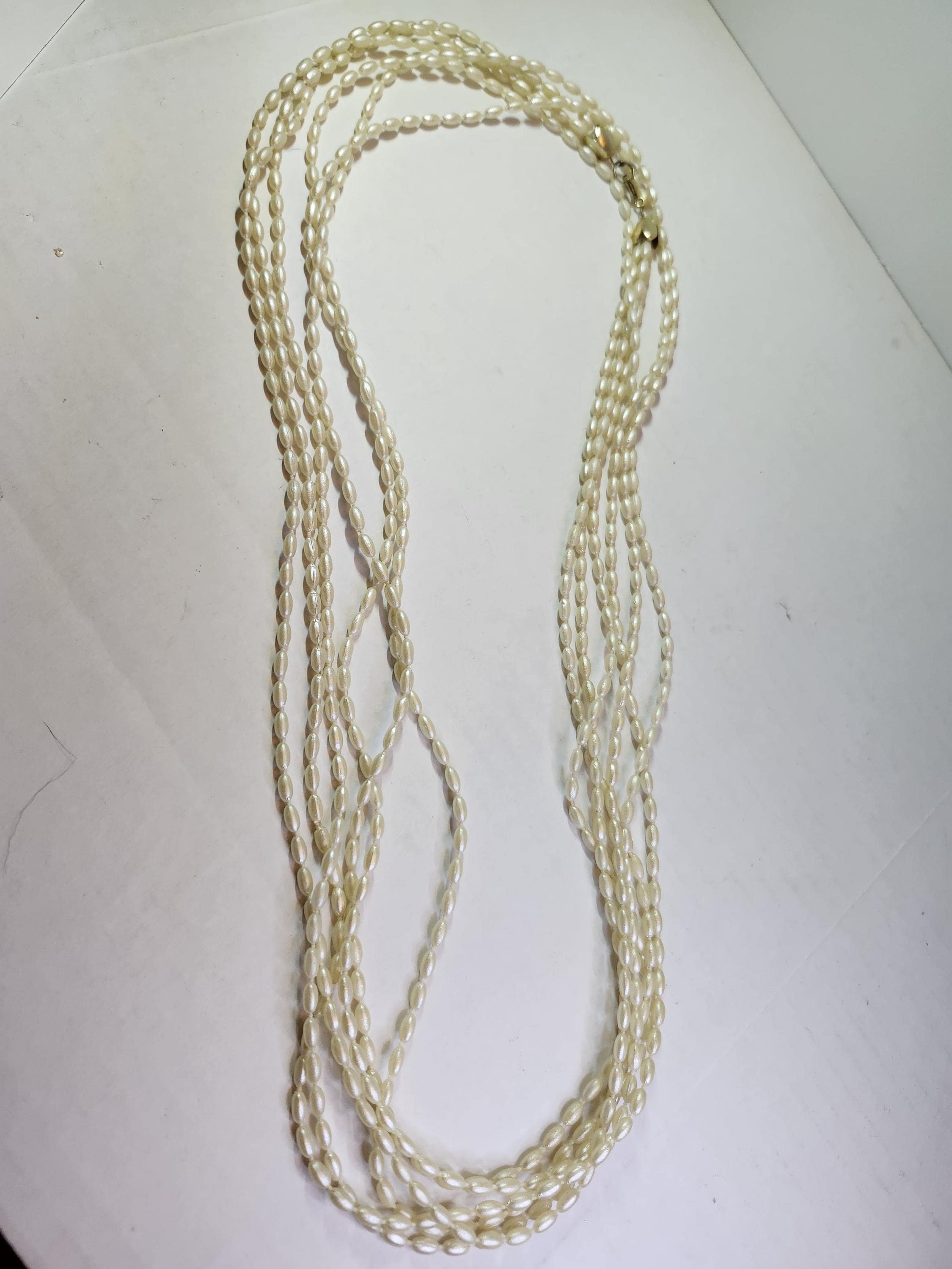 Vintage Faux Rice Pearl Bead Necklace 52in - Etsy