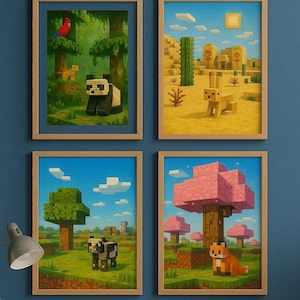 Minecraft Biomes Wand Kunst Druck Set | Kinderzimmer Dekor (Digitales Produkt)