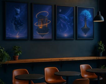 Galactic Spirits Printable Art – Fantasy Wall Prints (4 Pack) | Galaxy illustration | Mystical poster | Spiritual artwork | Digital download