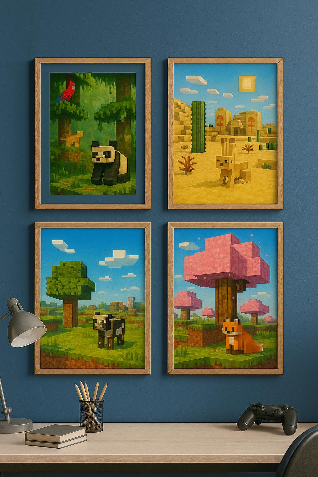 Minecraft Biomes Wall Art | Jungle, Desert, Plains, Cherry Grove | Digital Download Printable Posters | Kids Room Decor