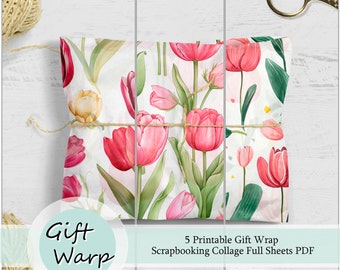 Mother's Day Gift Wrapping | Tulips Wrapping Paper | Printable Wrapping Paper