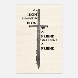 Iron Sharpens Iron Proverbs 27:17 Sword Art – Christian Warrior Wood Print Wall Decor