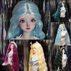 5 Farben Puppen-Perücke Puppenhaar 1/3 1/4 1/6 BJD lange Perücke für SD Msd YOSD Puppenzubehör, Mittelscheitel langes Haar Handgedrehte Perücke für Puppen, Geschenk