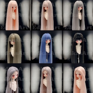 5 Farben Puppen-Perücke Puppenhaar 1/3 1/4 1/6 BJD lange Perücke für SD Msd YOSD Puppenzubehör, weiche Seide mit langen geraden Haaren für Puppen, Bjd Geschenk