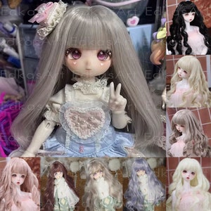 8 Farben Puppen-Perücke Puppenhaar 1/3 1/4 1/6 BJD lange Perücke für SD Msd YOSD Puppen Zubehör, Pony Long Curly für Girl Boy Dolls, Bjd Geschenk