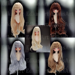 5 Farben Puppenperücke Puppenhaar 1/3 1/4 1/6 BJD lange Perücke für SD Msd YOSD Puppenzubehör, weicher Ton langes lockiges weiches Haar für Mädchen-Puppen, Geschenk