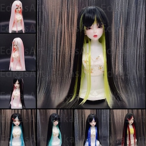 7 Farben-Puppen-Perücke Puppen-Haar 1/3 1/4 1/6 BJD lange Perücke für SD Msd YOSD Puppenzubehör, süßer kühler Wind-weiches Hochtemperatur-Haar für Puppen