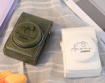 Personalized Vintage Leather Camera Bag for Compact & CCD Cameras, Crossbody Case for G7X RX100 ZV-1 GR3, Engraving Photographer Gift