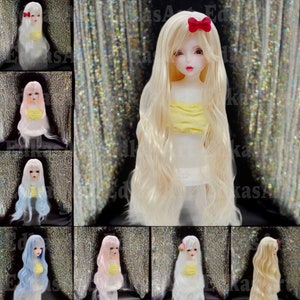 5 Farben Puppen-Perücke Puppenhaar 1/3 1/4 1/6 BJD lange Perücke für SD Msd YOSD Puppen Zubehör, Farbverlauf Pony Lang und Curly für Mädchen-Puppen, Geschenk