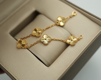 gemstone clover bracelet 925 silver 18k gold plated motif bracelets