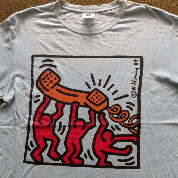 lowsun　90s keith haring tee Vintage 90s Keith Haring Pop Shop Long Sleeve Tee Rare DJ