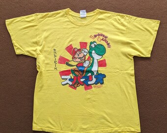 Vtg 00s Super Mario Nintendo Bullet Bill Big Logo Promo Tee Size M