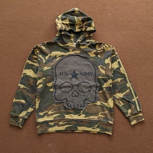 Vintage US ARMY Hydrogen Skulls Design Hoodies