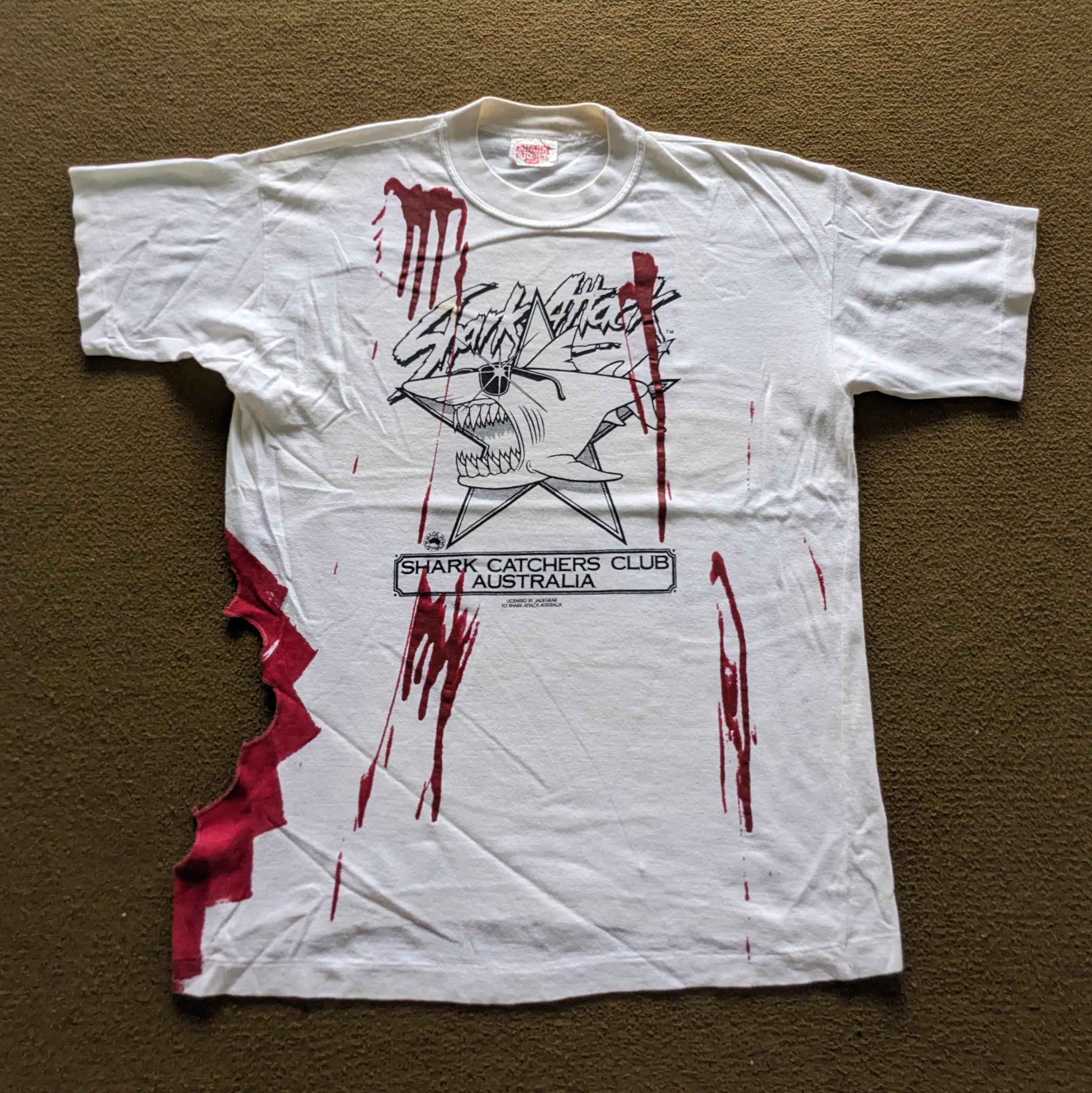 80sビンテージ Tシャツ Shark Catchers Club シャーク 鮫 Vtg Shark Attack Catchers Club Australia Single Stitch