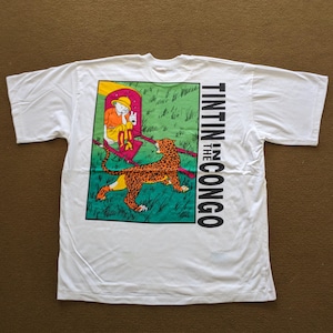 Maglietta vintage anni '90 del cartone animato americano Le avventure di Tintin